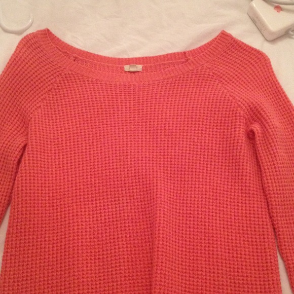 Coral Jcrew waffle sweater - Picture 1 of 3