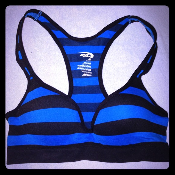 Blue & Black Sports Bra - Picture 1 of 3