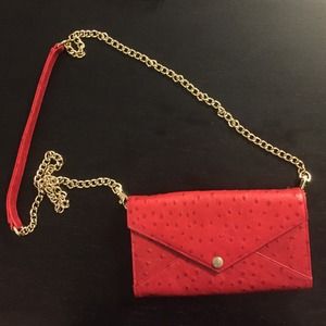 Rebecca Minkoff ostrich leather crossbody wallet