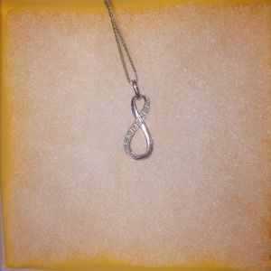 Sterling silver Infinity necklace w/ real diamonds
