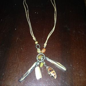 Leather and beaded necklace.