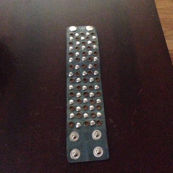 Blue leather cuff bracelet