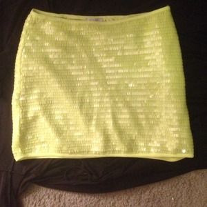Neon green mini skirt