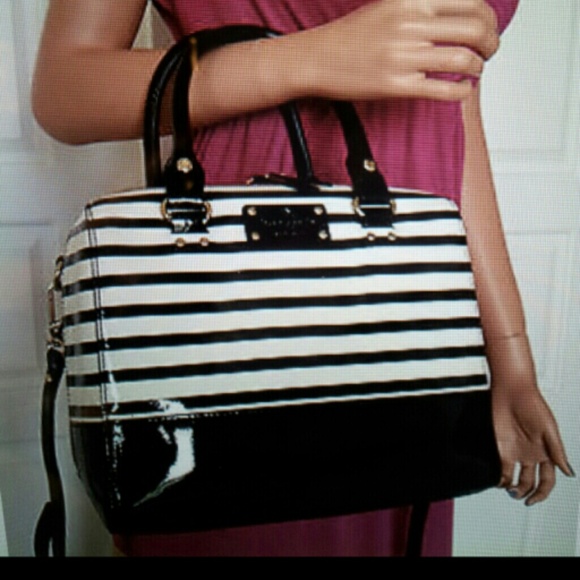 Kate Spade patent stripe Alessa handbag