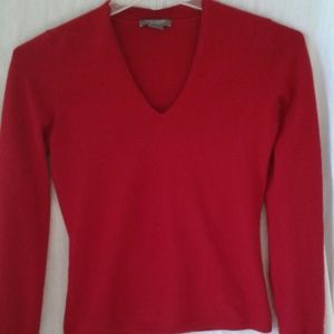 Ann Taylor Red Cashmere V Neck Sweater
