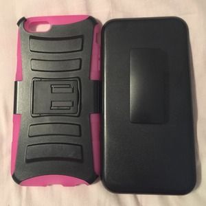 iPhone 6 Plus clip case pink & black