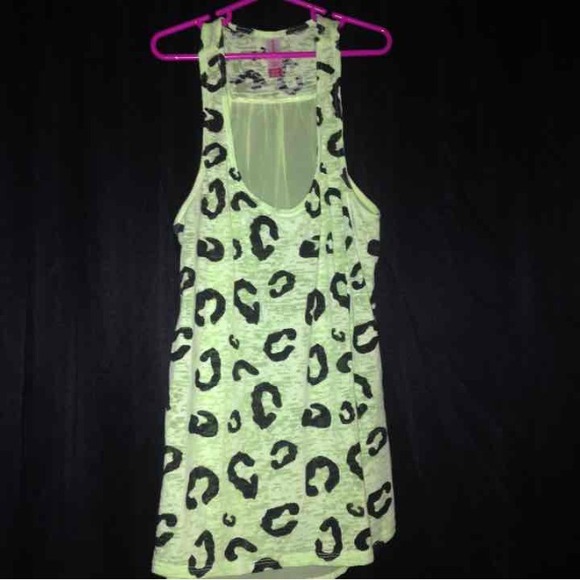 Neon green cheetah tank top