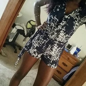 Blue and white romper