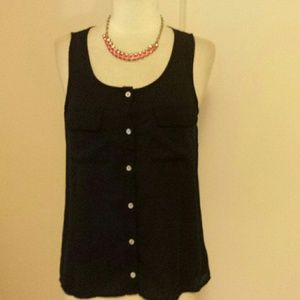 Black buttoned sleeveless tunic
