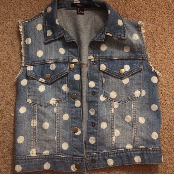 Polka dot jean vest