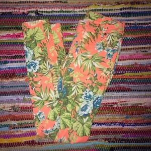 tropical neon orange pants