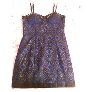 Brown blue and gold Moroccan style dress