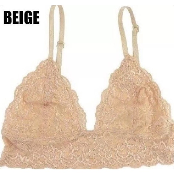 White V Triangle Scallop Crop Lace Band Bralette - Picture 3 of 4