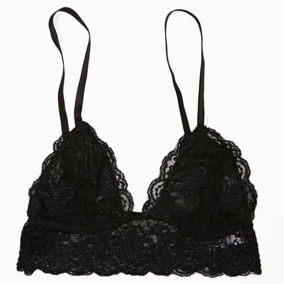 White V Triangle Scallop Crop Lace Band Bralette - Picture 4 of 4