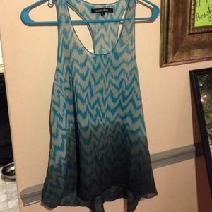 Grey and teal high low tank top