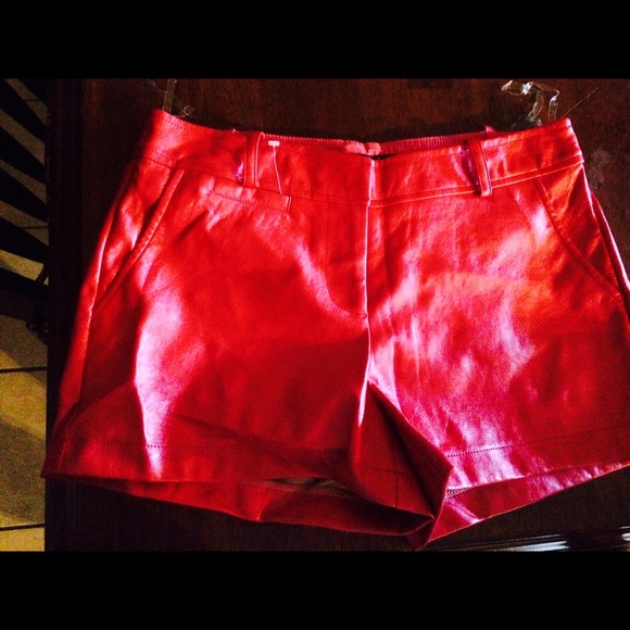 Red leather shorts