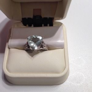 Aquamarine carat plus trilliant cut ring