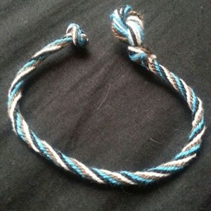 Handmade spiral woven friendship bracelet.