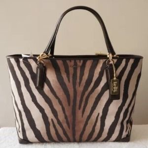 Coach Madison zebra fabric print leather detail