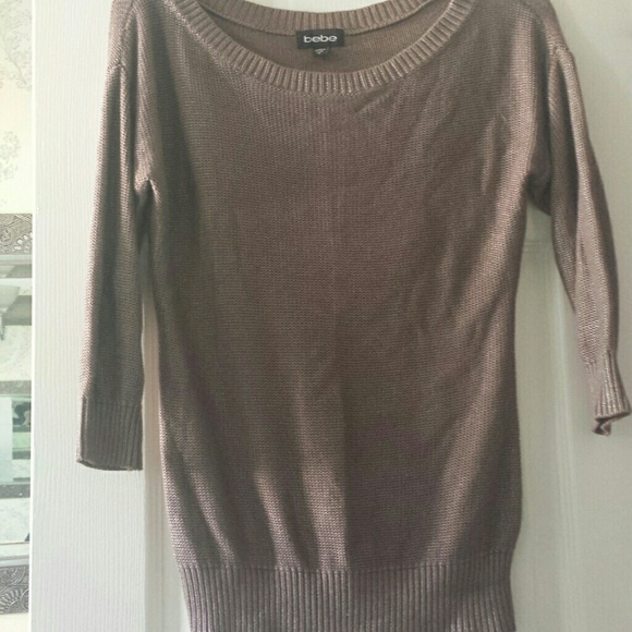 Quarter sleeve brown size s bebe sweater