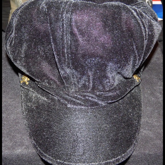 Black Velvet NewsBoy Hat w/Skull Grommets.