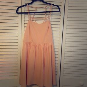 Caged back peach dress
