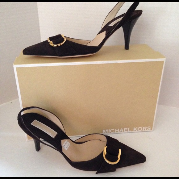 Michael Kors Shoes - Reduced Michael Kors Brown suede Slingback heels
