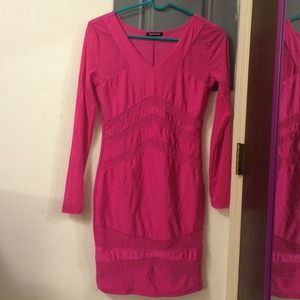 Hot pink mesh dress