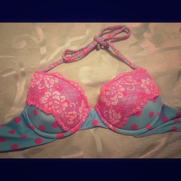 BEACH BUNNY POLKA DOT BIKINI PUSH UP TOP-SZ SMALL