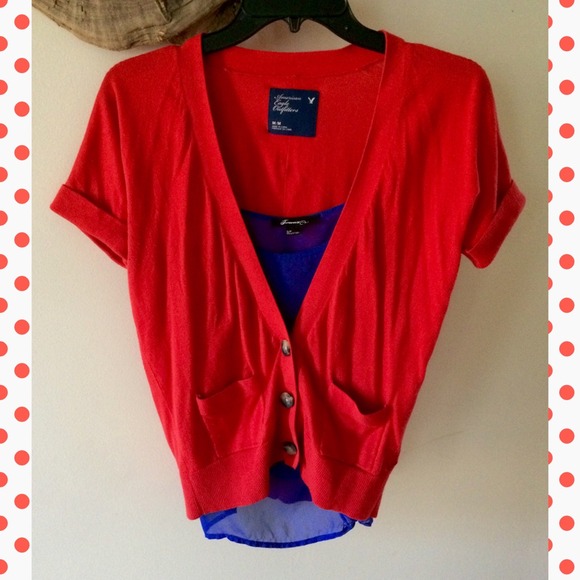 A.E - RED CUFF SLEEVE CARDIGAN