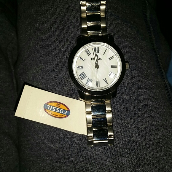 Silver fossil watch