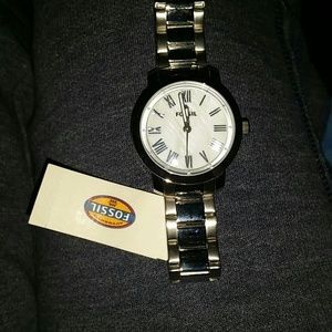 Silver fossil watch