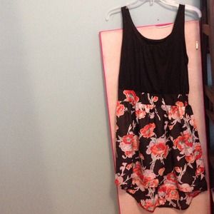High low black dress with flowers