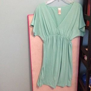 Light blue deep kneck line dress