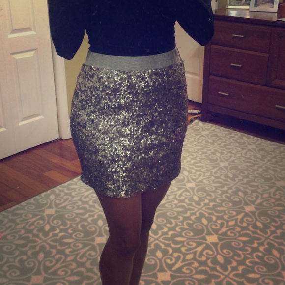Silver Sequin Skirt-Arden B-Size XS