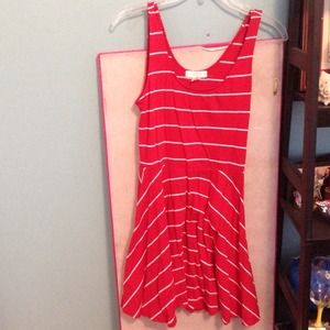 Red and White Stripe dress.