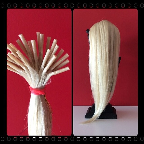 Blonc Virgin Hair Other Blonde Human Tipped Fusion Hair Straight