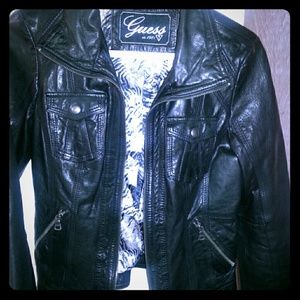 Black leather fitted jacket