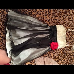 White dress with black overlay