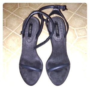 Zara strappy heels grey leather used size 6