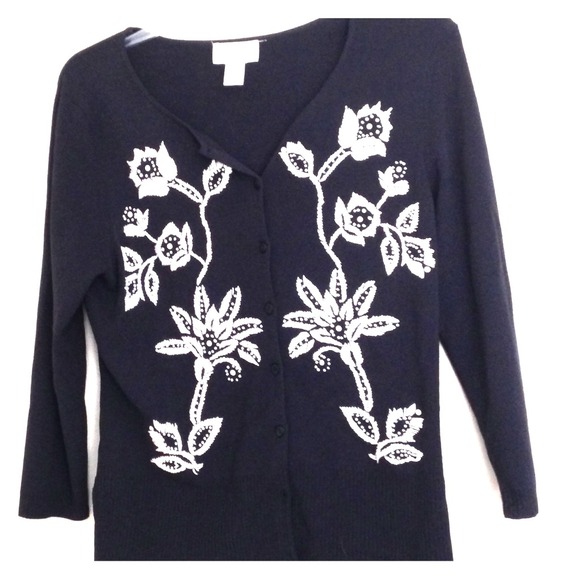 Navy embroidered cardigan