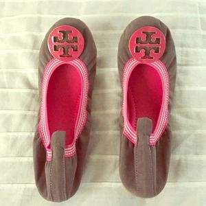 NEW faux Tory burch flats. Pink and grey. Size 7