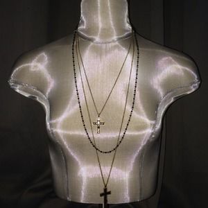 Express gold layered cross necklace