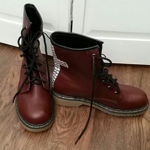 Oxblood combat boots