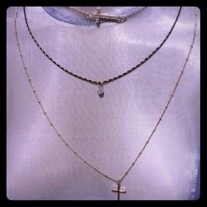Express multi-layered necklace with crosses