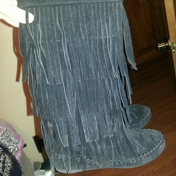 Black Fringe Boots