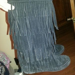 Black Fringe Boots
