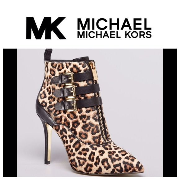 Michael Kora Brena Leopard Print Booties
