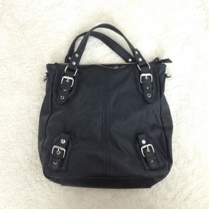 ✨Lowest✨️Black Faux Leather Purse w/Buckle Details