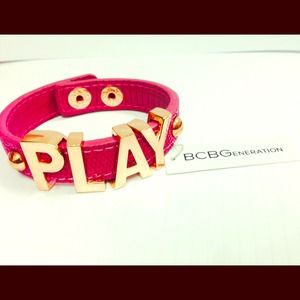 NWT Pink BCBG "Play" Bracelet Gold Detailing